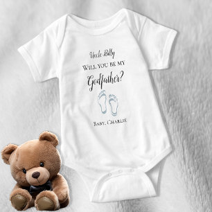 Be My Godfather Proposal Baby Feet Bodysuit