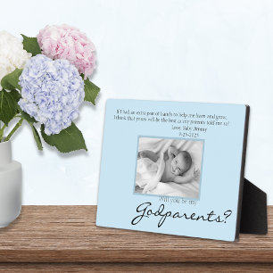 Be My Godparents Proposal Blue Memorial Photo Plaque
