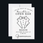 Be My Groomsman Card - Funny<br><div class="desc">Pop the question with this humourous and charming flat card. Personalise the front with his name and the back with your own personal message. Simply edit the name and the message on the back, select a quantity of "1" and add to cart. Create personalised cards for the entire wedding party!...</div>