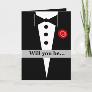 Be My Groomsman Card with Tux and Rose