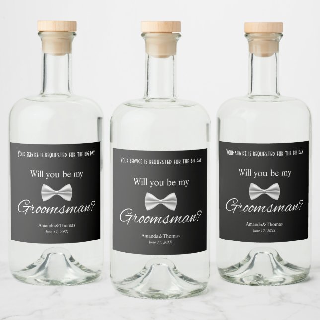 Be My Groomsman Proposal Modern Wedding  Liquor Bottle Label (Bottles)