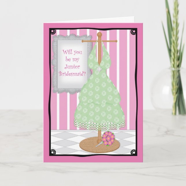 Be My Junior Bridesmaid Whimsical Dress Shop Invitation (Front)