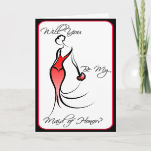 Be My Maid of Honour Bridal Party Invitation Card