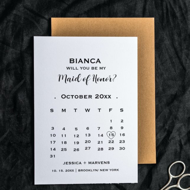 Be my maid of honour calendar proposal card (Creator Uploaded)