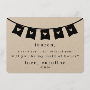 Be My Maid of Honour Card   Rustic Kraft Hearts