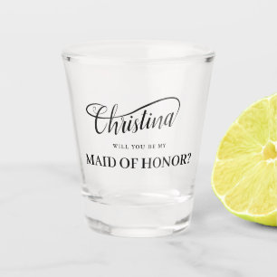 Be My Maid of Honour Handwritten Swash Calligraphy Shot Glass