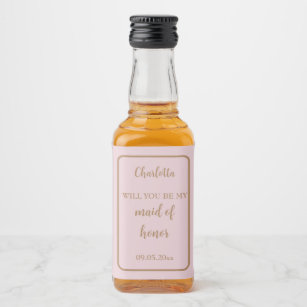 Be My Maid Of Honour Pink Mini Bottle Proposal Liquor Bottle Label