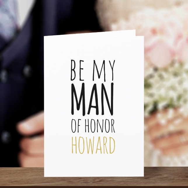 Be My Man of Honour Modern Wedding Proposal Card (Ask your Man of Honor to be by your side with this card. Just add your message)