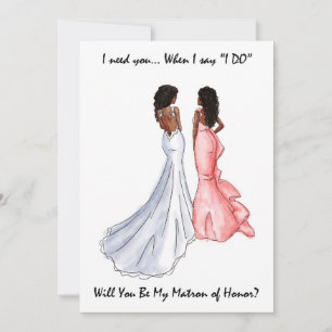 Be My Matron of Honour Card- African American Invitation