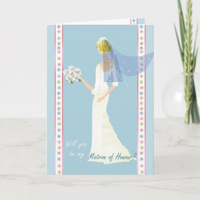 Be my Matron of Honour Card - in blue (Front)