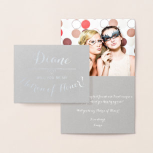 Be My Matron of Honour Cursive Personalised Foil Card