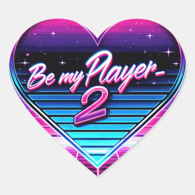 Be My Player 2 Retrowave Valentine's Day Sticker (Front)