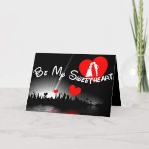 Be My Sweetheart Valentine Card in Red and Black