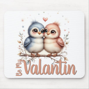 Be My Valentin – Cute Love Birds Valentine Art Mouse Mat