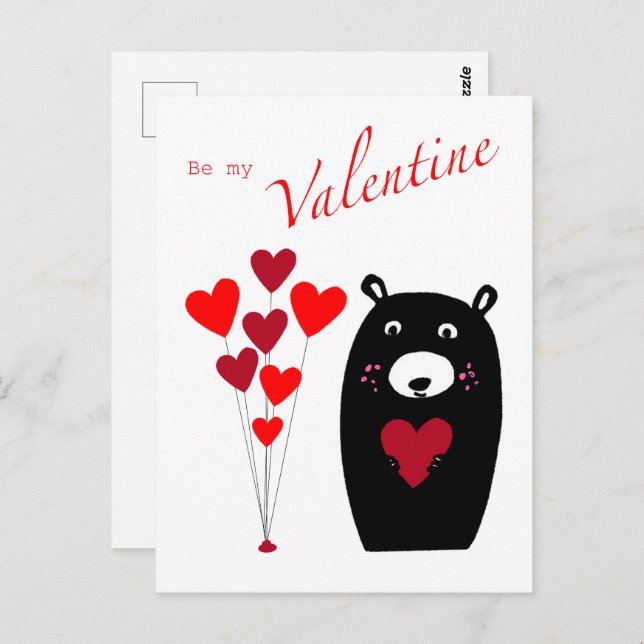 “Be my Valentine” Bear postcard  (Front/Back)