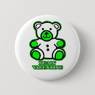 Be My Valentine Bear White Green The MUSEUM Zazzle 6 Cm Round Badge