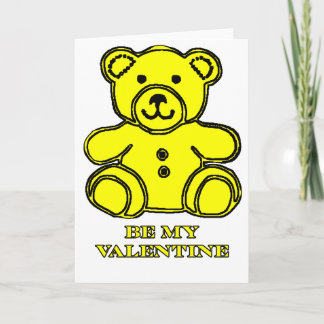 Be My Valentine Bear Yellow The MUSEUM Zazzle Gift Holiday Card