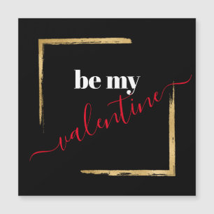 Be My Valentine Black Modern Magnetic Card