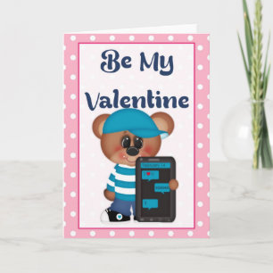 Be My Valentine Boy Bear Themed Greeting Card 2