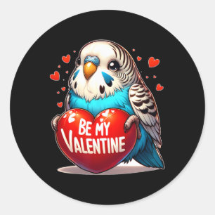 Be My Valentine Budgie Heart Classic Round Sticker
