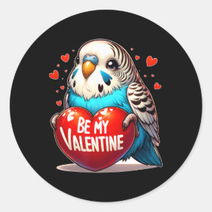 Be My Valentine Budgie Heart Classic Round Sticker