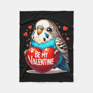 Be My Valentine Budgie Heart  Fleece Blanket
