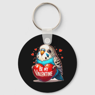 Be My Valentine Budgie Heart Key Ring