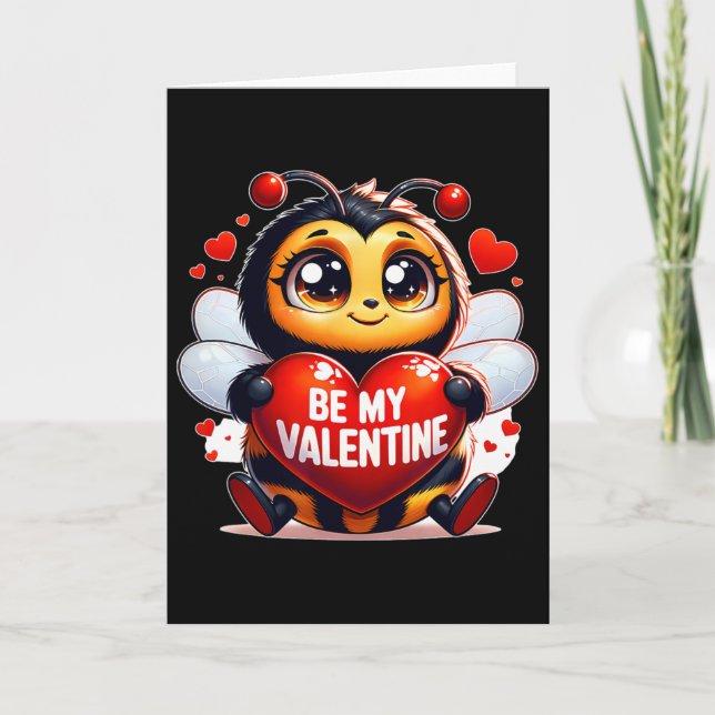 Be My Valentine Bumblebee Heart  Card (Front)