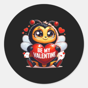 Be My Valentine Bumblebee Heart Classic Round Sticker