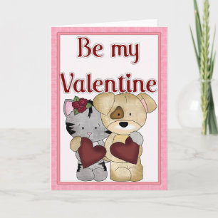 Be My Valentine Cat & Dog Greeting Card d4
