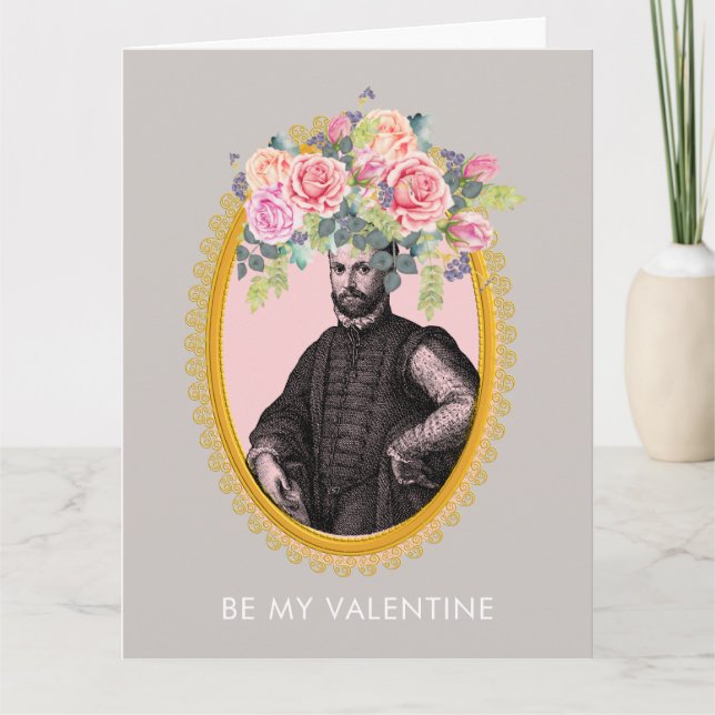 BE MY VALENTINE Cool Dude Floral Card (Front)