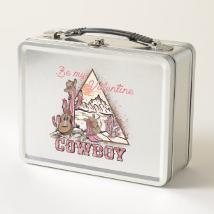 Be My Valentine Cowboy Metal Lunch Box