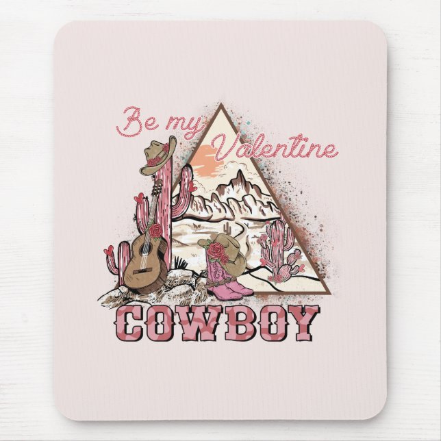 Be My Valentine Cowboy Mouse Mat (Front)