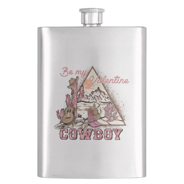Be My Valentine Cowboy | Romantic Western Desert Hip Flask (Front)