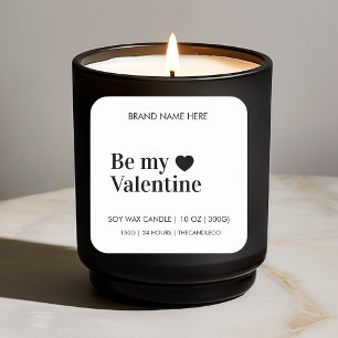 Be My Valentine Custom    Black and White Candle Square Sticker