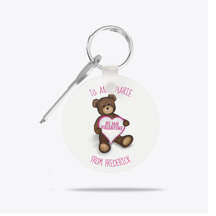 Be My Valentine Custom Cute Vintage Teddy Bear Key Ring