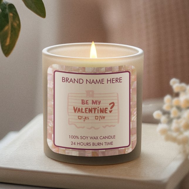 Be My Valentine Custom Pink Candle Labels  (Creator Uploaded)