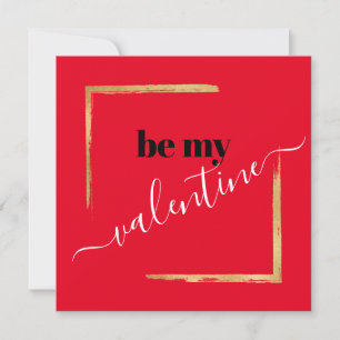 Be My Valentine Custom Red Typography Card