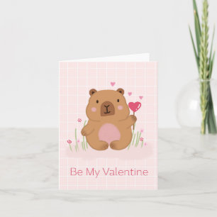 Be My Valentine Cute Capybara Valentine’s Day Card