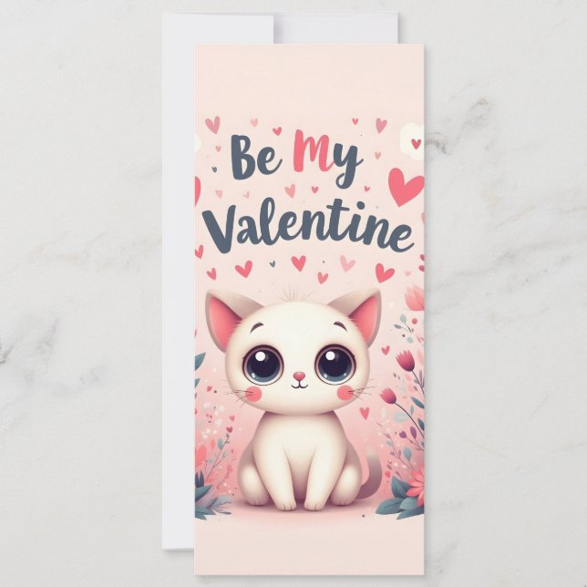 Be My Valentine Cute Cat Illustration (Front)