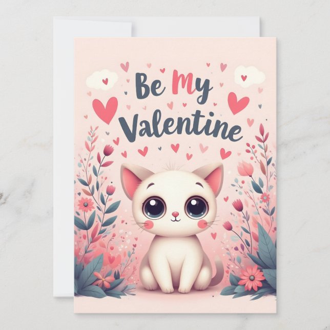 Be My Valentine Cute Cat Illustration (Front)