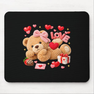 Be My Valentine Cute Crochet Yarn Bear Love _1 Mouse Mat