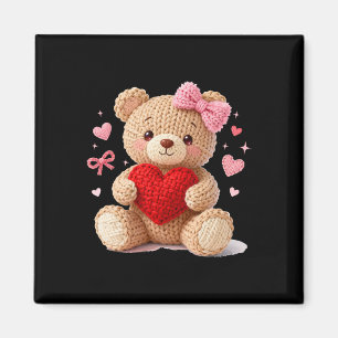 Be My Valentine Cute Crochet Yarn Bear Love Magnet