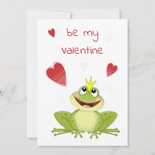 Be My Valentine Cute Frog Prince Holiday Card