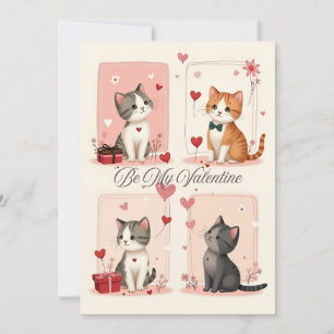 Be My Valentine Cute Kittens Love Card