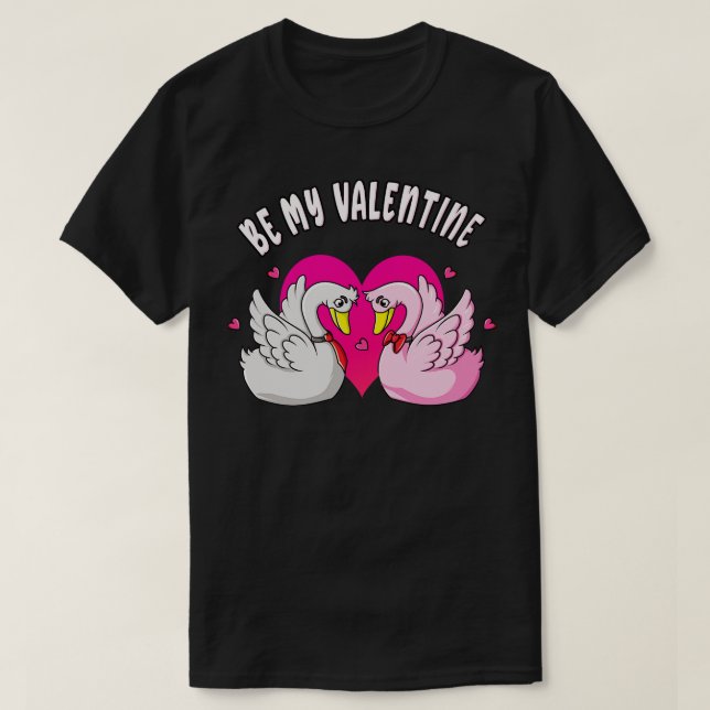 Be My Valentine Cute Swans Love  T-Shirt (Design Front)
