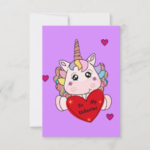 Be My Valentine Cute Unicorn Valentine's Card