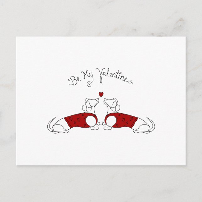 Be My Valentine Dachshund Postcard (Front)