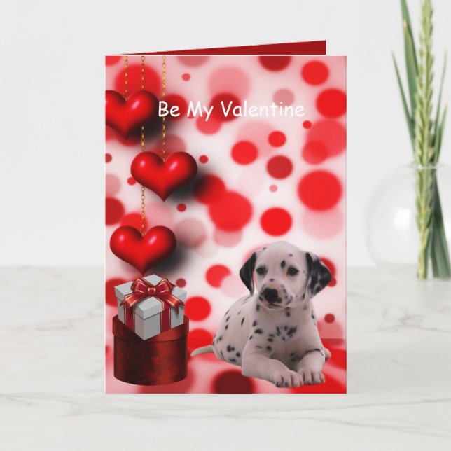 Be My Valentine Dalmation Puppy Dog Holiday Card (Front)
