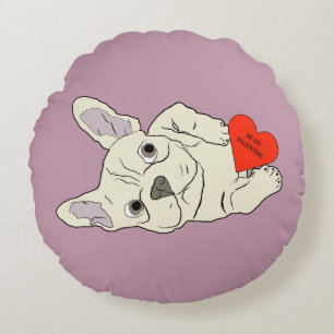 Be my Valentine, dog Round Cushion